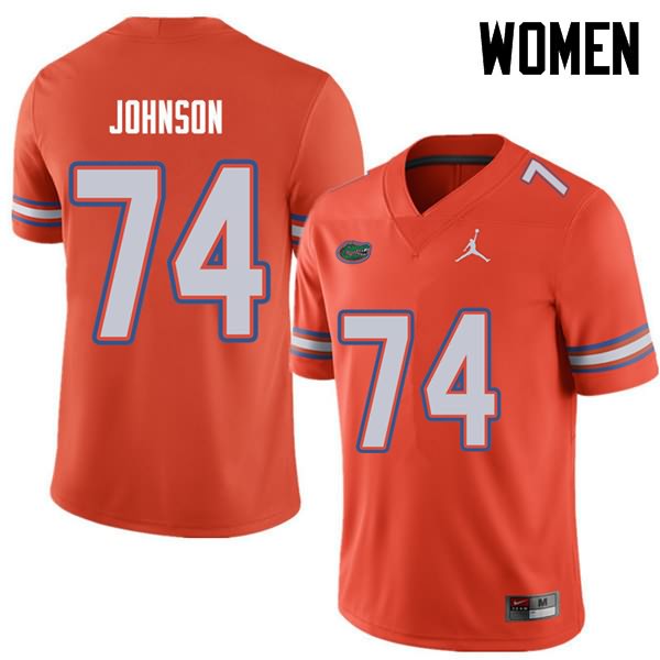 Women's NCAA Florida Gators Fred Johnson #74 Stitched Authentic Jordan Brand Orange College Football Jersey VYE5565ZJ